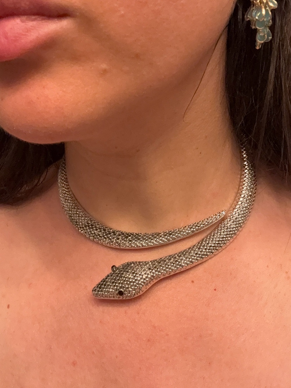Silver Snake Chain Choker Necklace - Picture 6 of 6